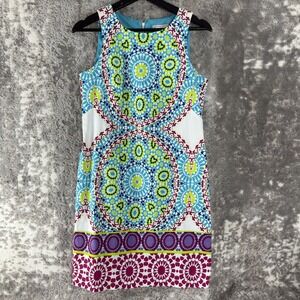 London Style Collection Size 4 Geometric Medallion Sheath Dress Multicolor Women